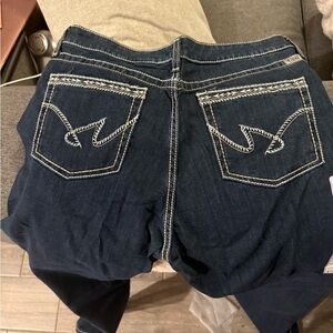 Cruel Girl Dark Blue Boot Cut Jeans with Rope Stitching